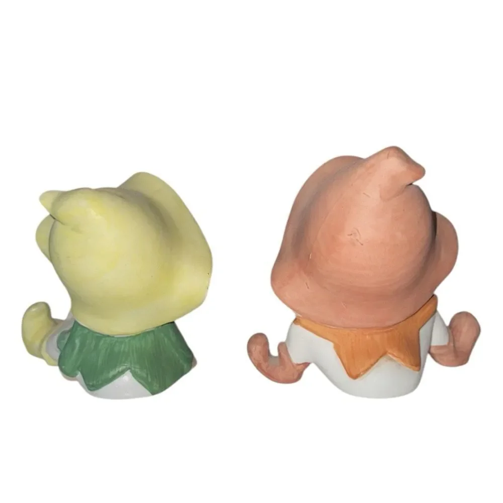 HOMCO 1980s Vintage Set of 2 Bisque Pixies